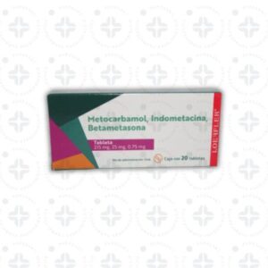 METOCARBAMOL/ INDOMETACINA/ BETAMETASONA 215 MG/ 25 MG/ 0.75 MG TABS C/ 20